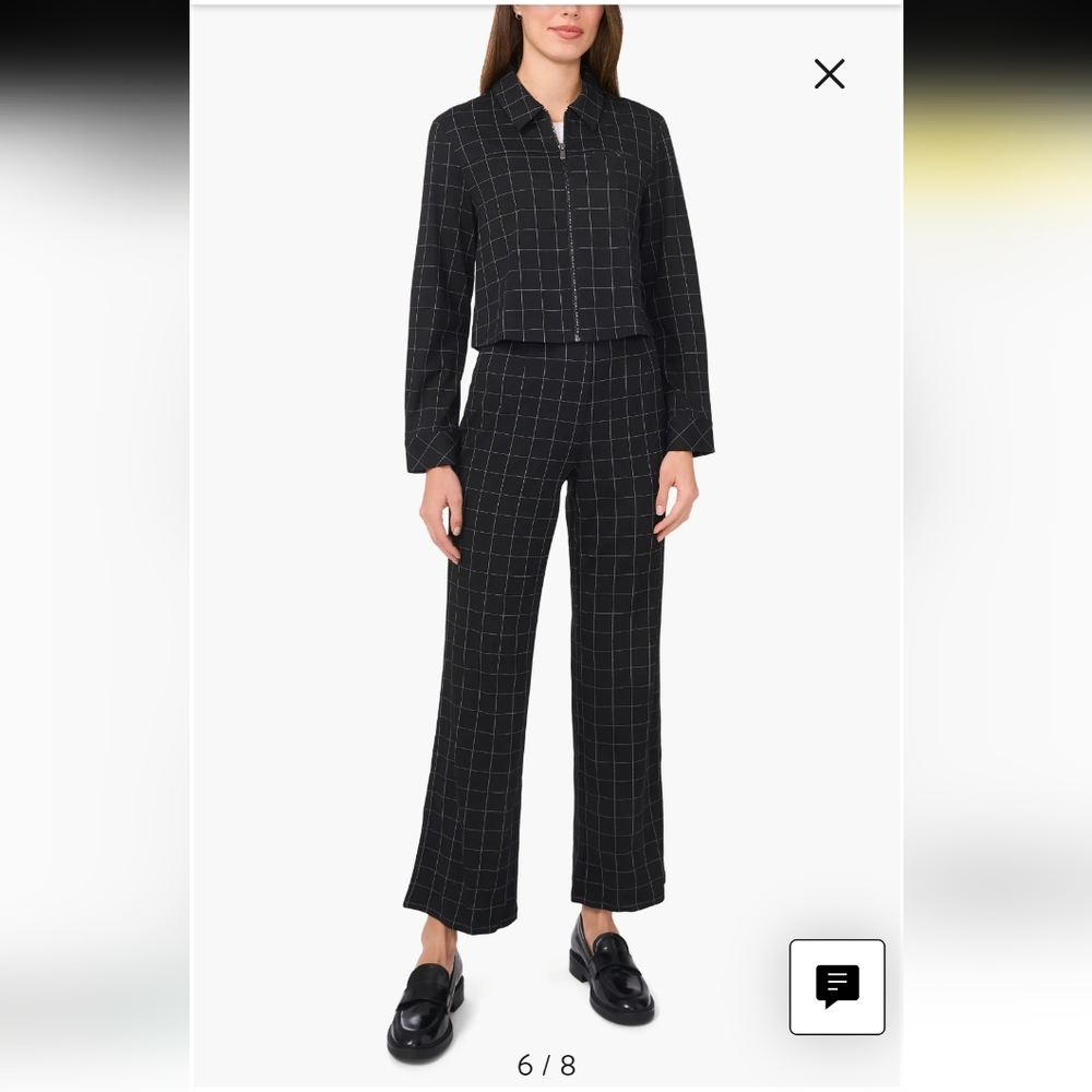 Windowpane Check Crop Zip-Up Jacket - image 5